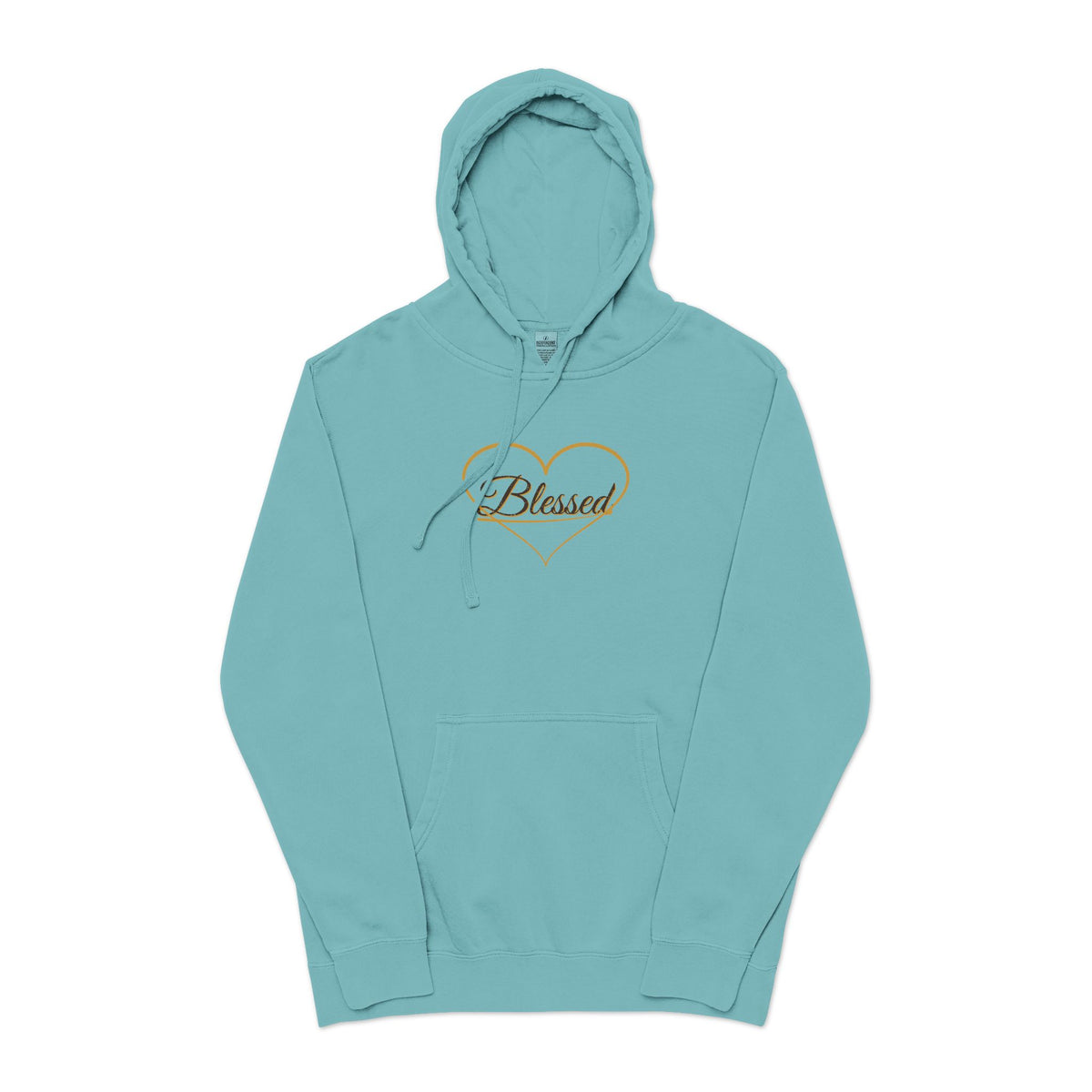 Blessed — Heart Script Pigment-Dyed Hoodie — Talitha Thread Co.