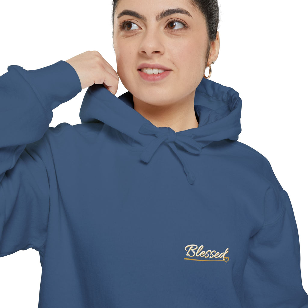 Blessed — Chest Heart Script Hoodie — faith apparel by Talitha Thread Co.