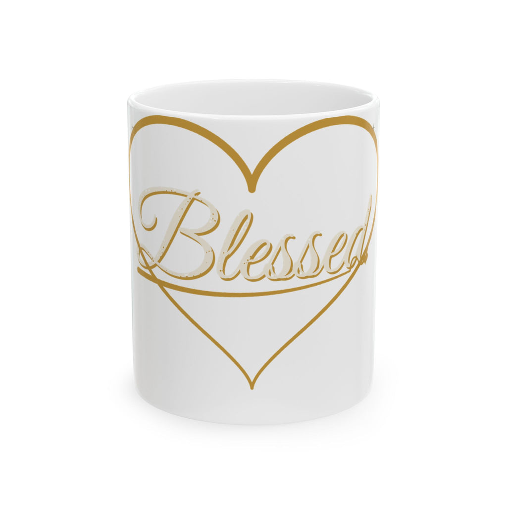 Blessed Heart Script Ceramic Mug