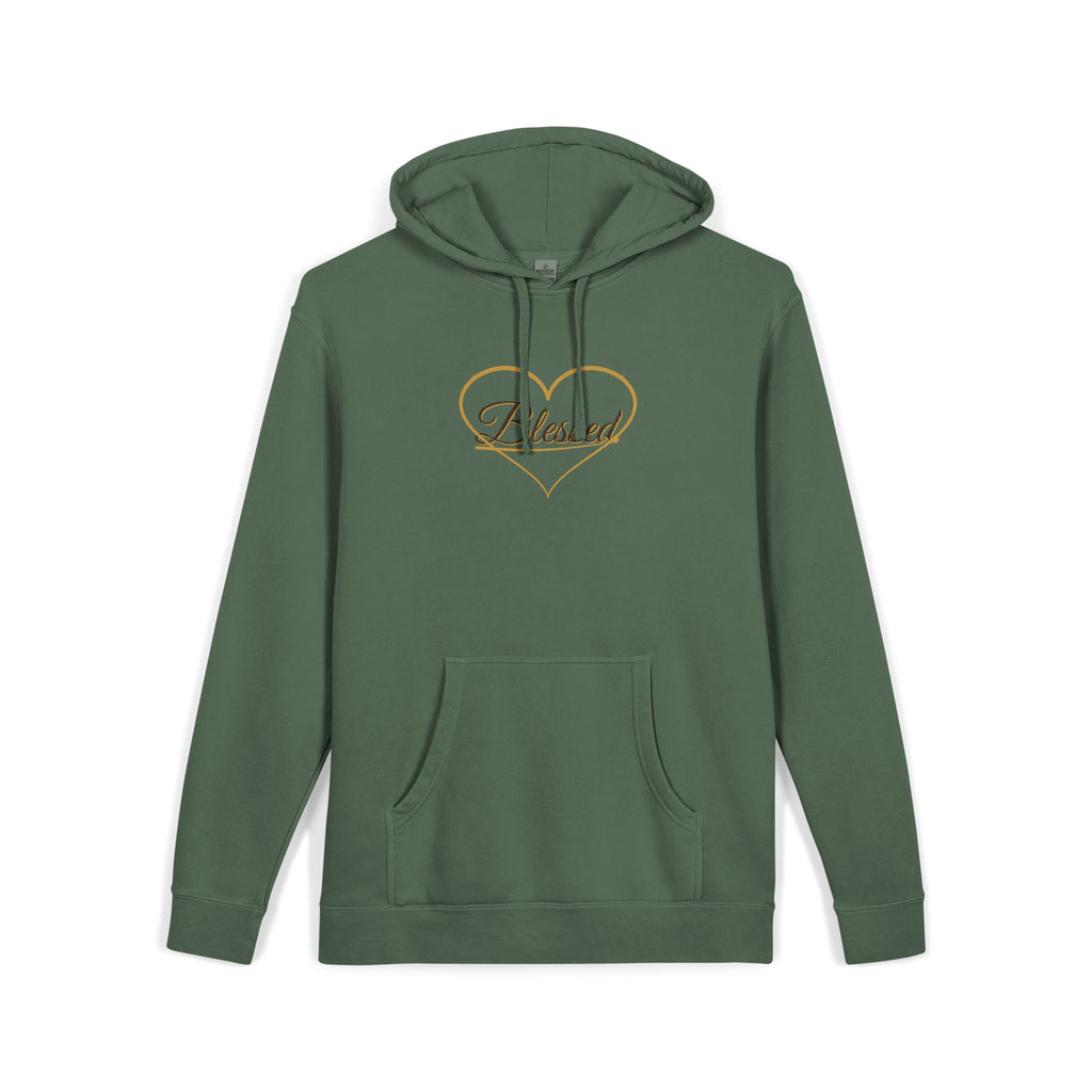 Blessed — Heart Script Pigment-Dyed Hoodie — Talitha Thread Co.