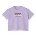 Pray With Me lettering design on Orchid women's boxy tee, front view