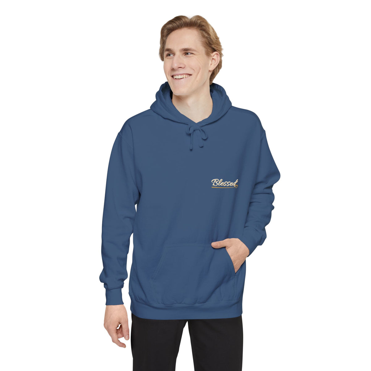 Blessed — Chest Heart Script Hoodie — faith apparel by Talitha Thread Co.