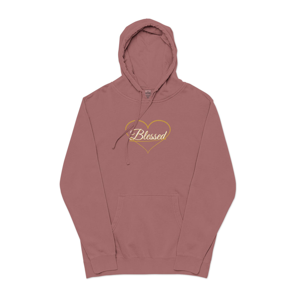 Blessed — Heart Script Pigment-Dyed Hoodie — Talitha Thread Co.