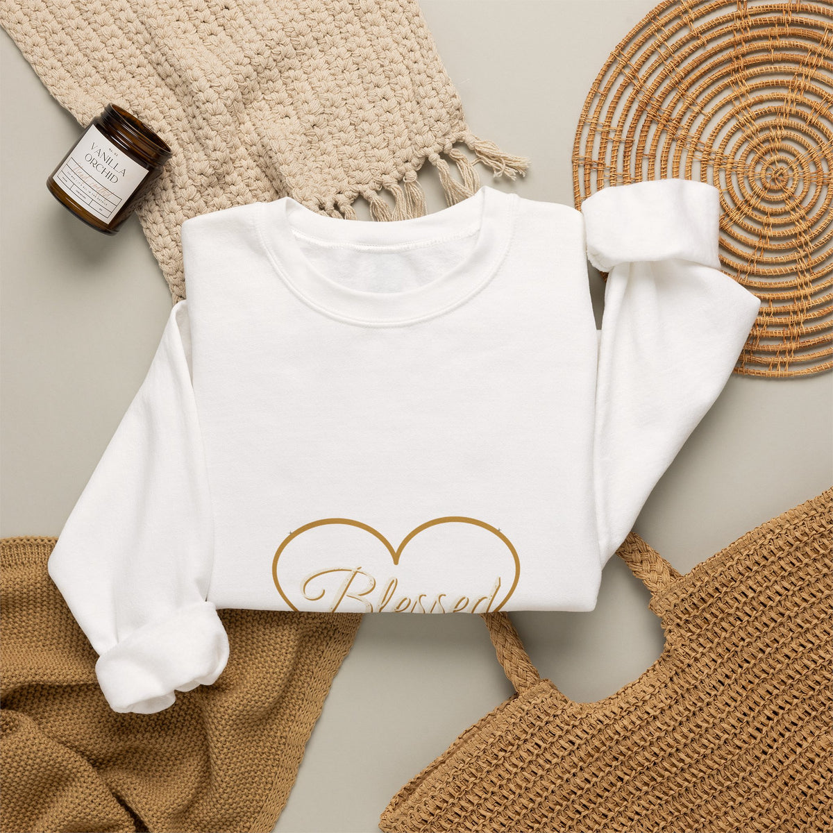Blessed Heart Script Crewneck Sweatshirt