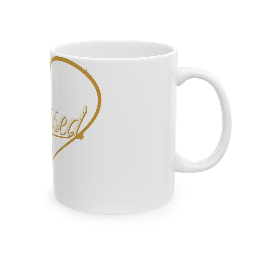 Blessed Heart Script Ceramic Mug