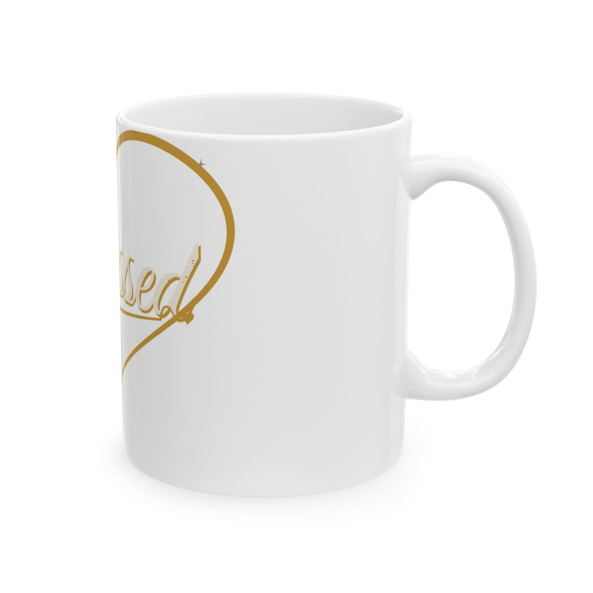 Blessed Heart Script Ceramic Mug