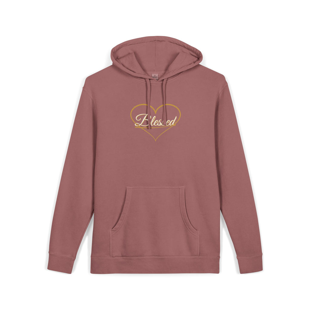 Blessed — Heart Script Pigment-Dyed Hoodie — Talitha Thread Co.