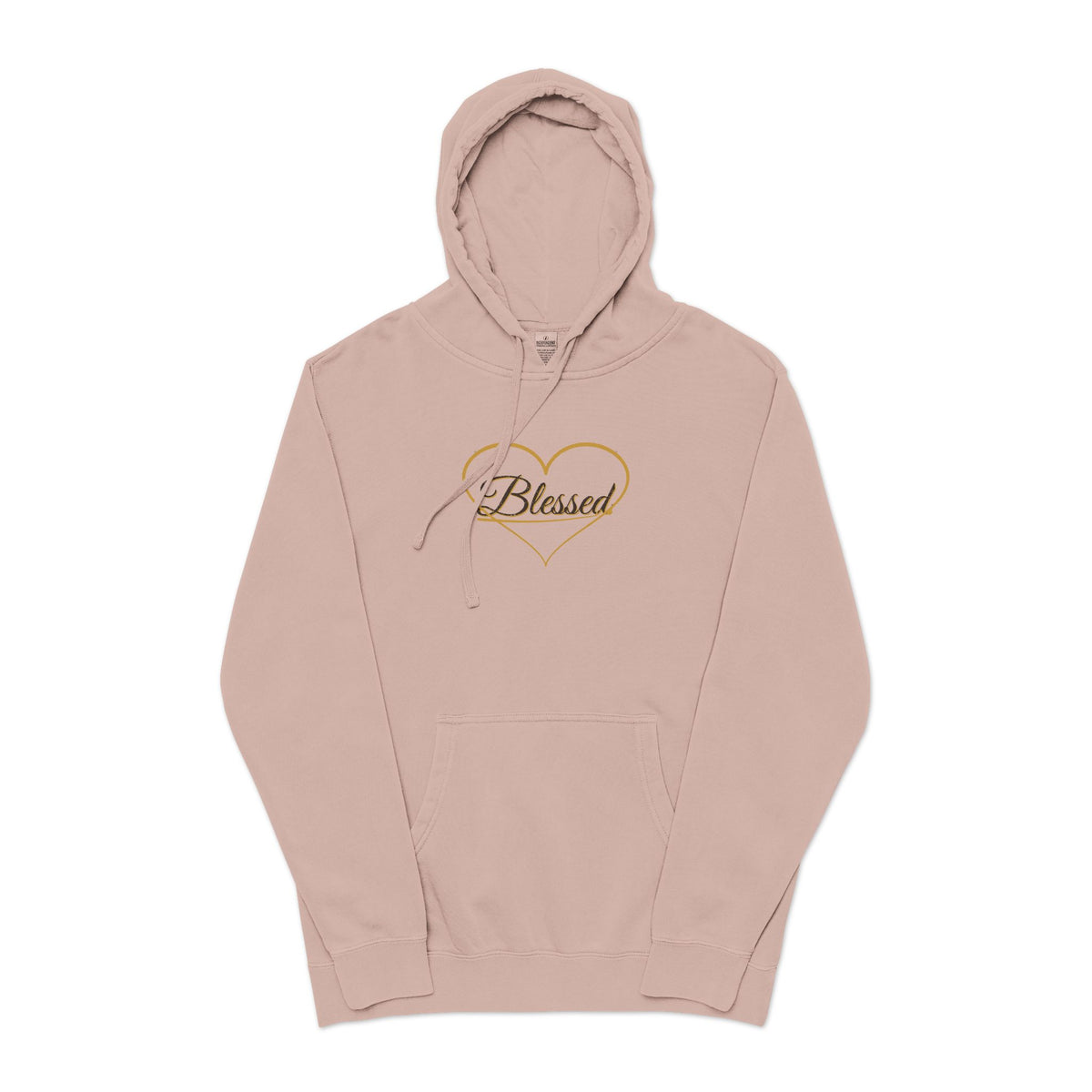 Blessed — Heart Script Pigment-Dyed Hoodie — Talitha Thread Co.