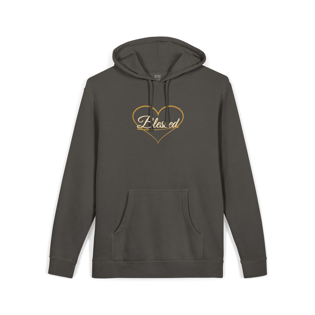 Blessed — Heart Script Pigment-Dyed Hoodie — Talitha Thread Co.