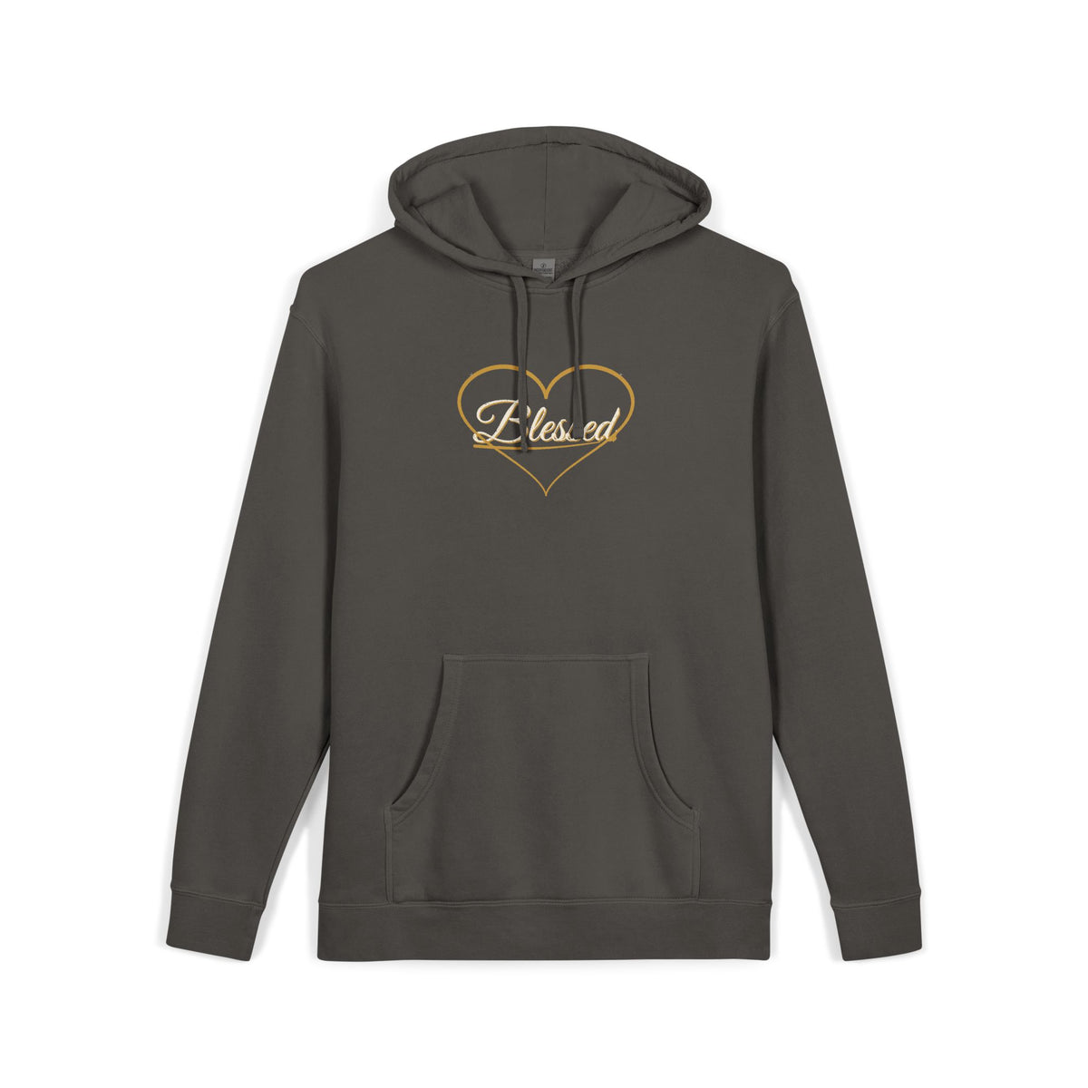 Blessed — Heart Script Pigment-Dyed Hoodie — Talitha Thread Co.
