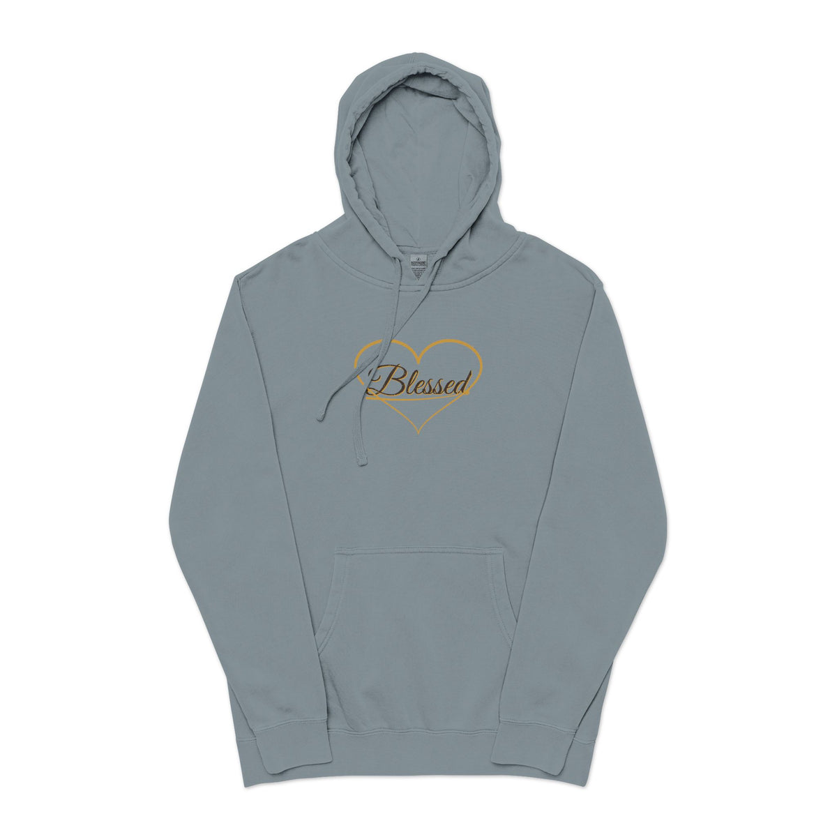 Blessed — Heart Script Pigment-Dyed Hoodie — Talitha Thread Co.