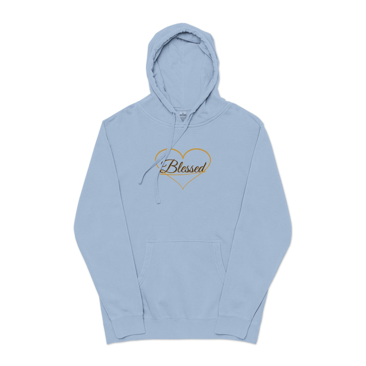 Blessed — Heart Script Pigment-Dyed Hoodie — Talitha Thread Co.