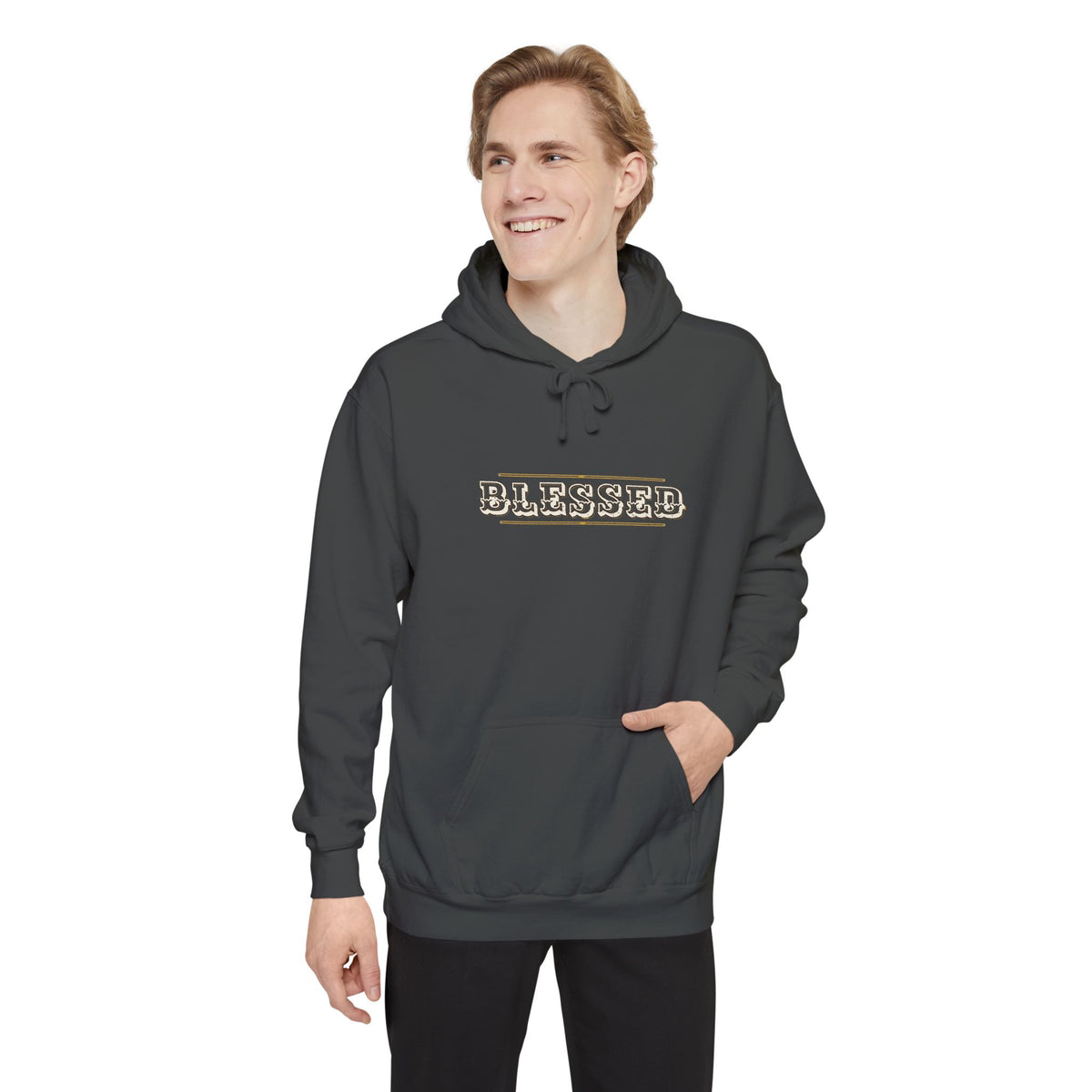 Blessed — Engraved Tuscan Caps Hoodie — faith apparel by Talitha Thread Co.