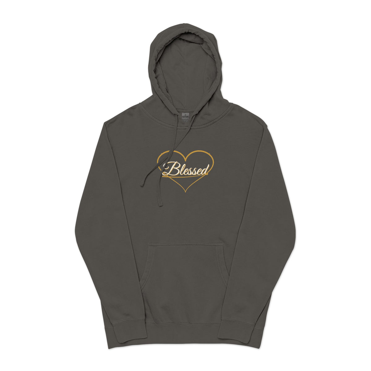 Blessed — Heart Script Pigment-Dyed Hoodie — Talitha Thread Co.