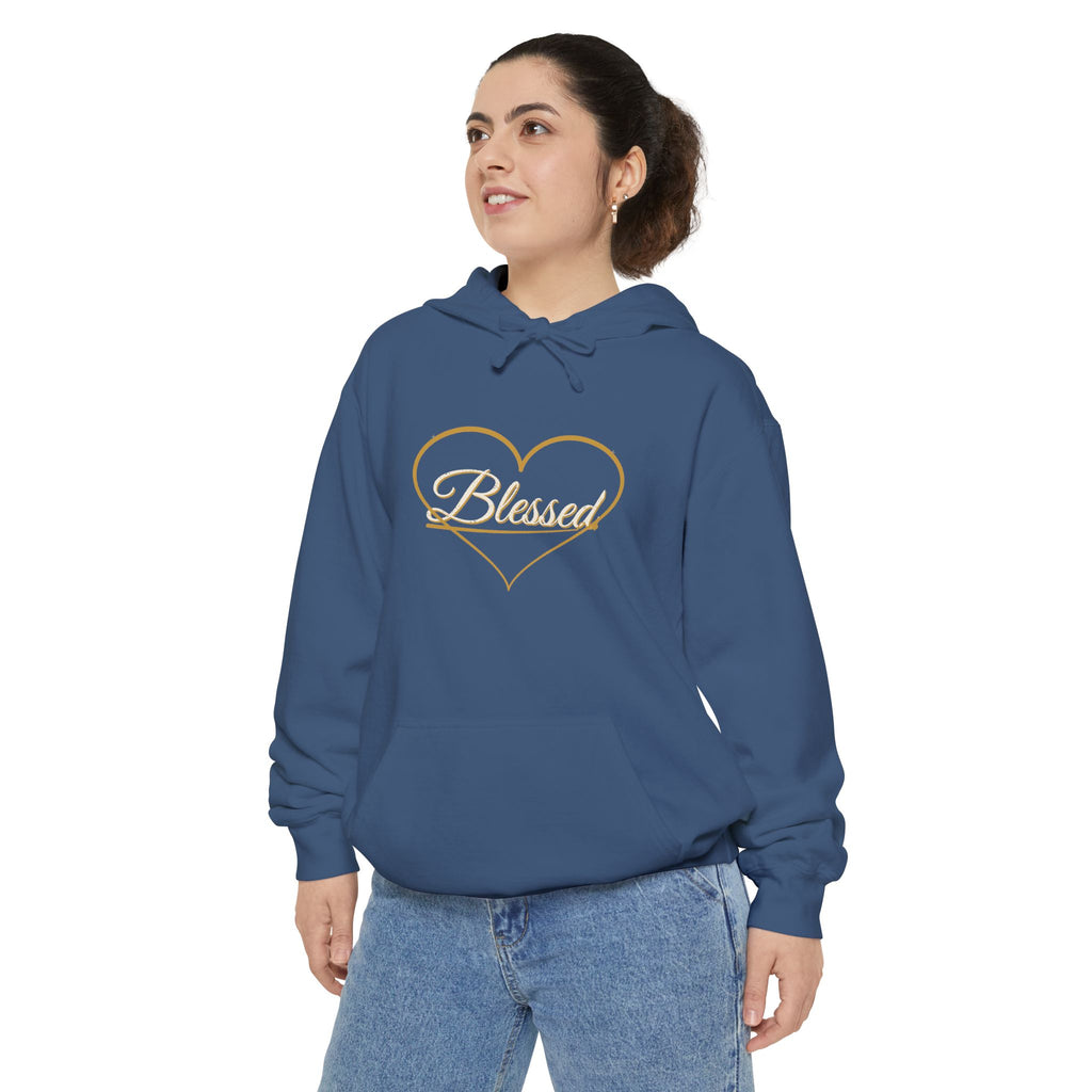 Blessed — Heart Script Hoodie — faith apparel by Talitha Thread Co.