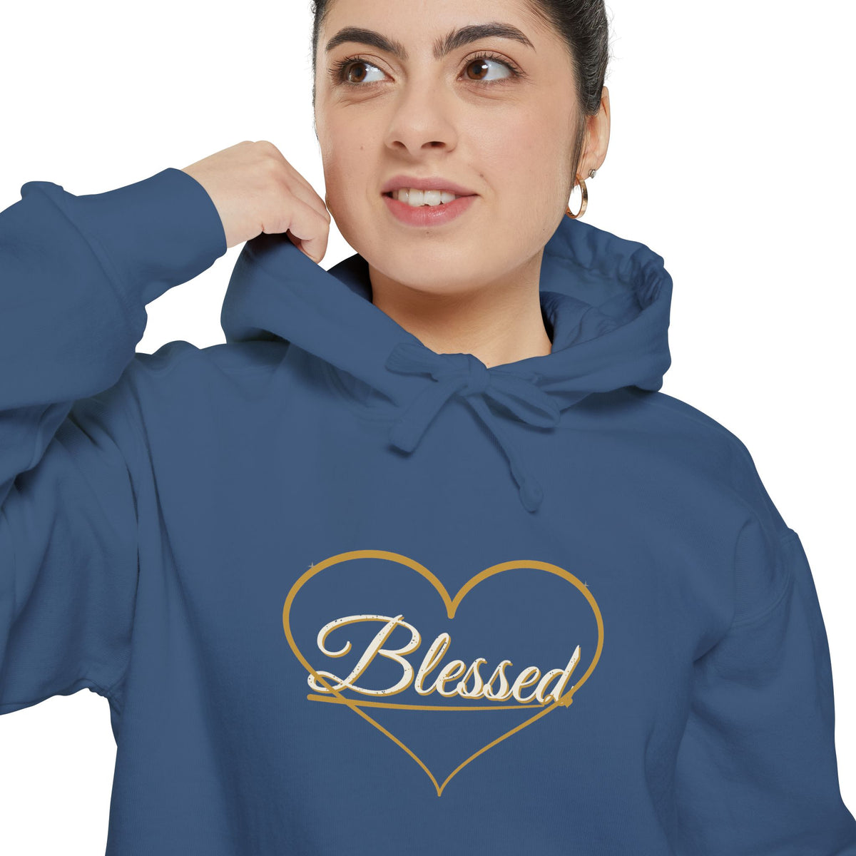 Blessed — Heart Script Hoodie — faith apparel by Talitha Thread Co.