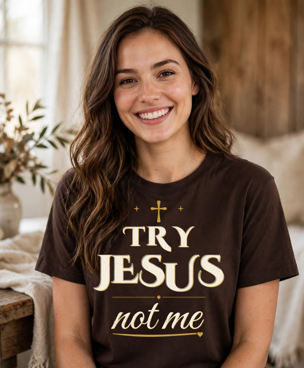 Try Jesus Not Me Crewneck Sweatshirt — Talitha Thread Co.